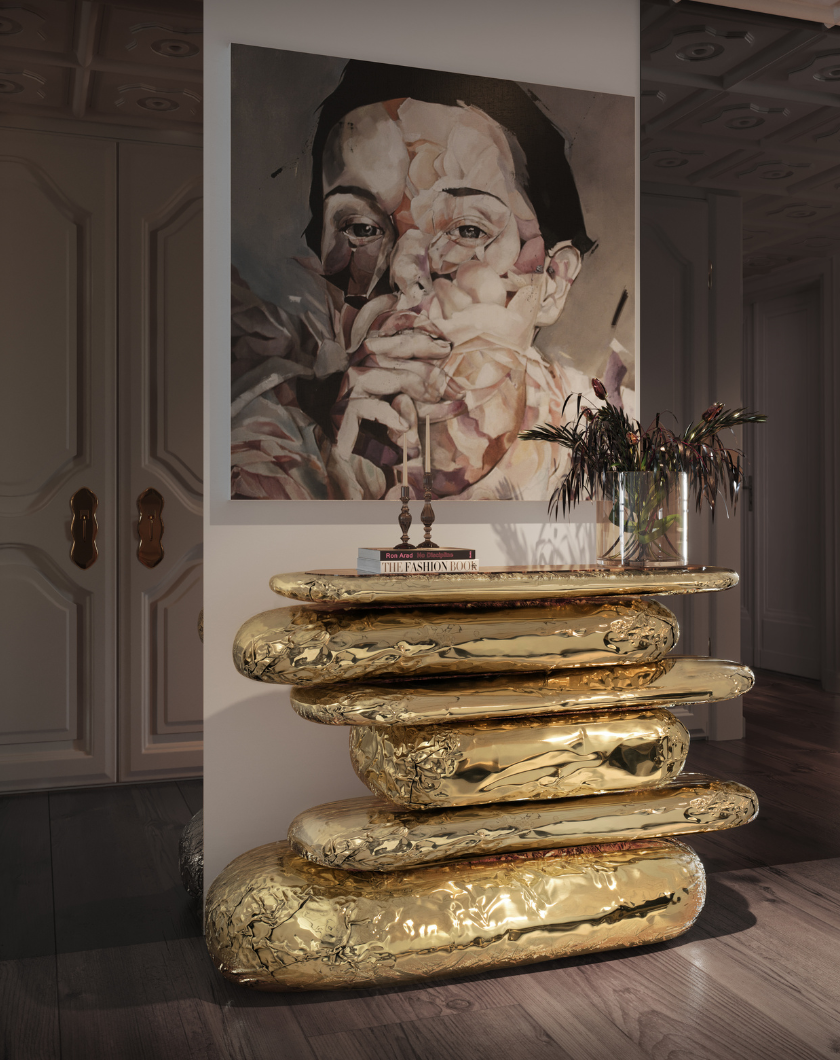 LUXURY CONSOLE TABLES: ELEVATE YOUR ENTRYWAY WITH GOLDEN GLAMOUR