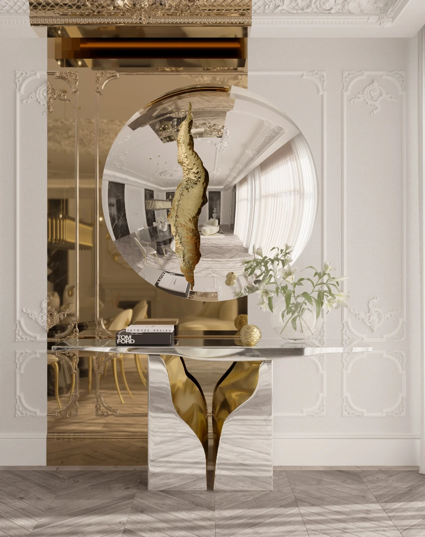 White and Gold Russian Entrance Hall: A Luxury Entrance Hall